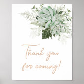 Poster Bébé en fleur Merci succulent pour venir (Devant)