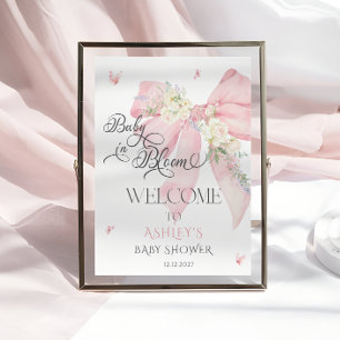 Poster Bébé en Fleur rose Baby shower de la boue fleurie