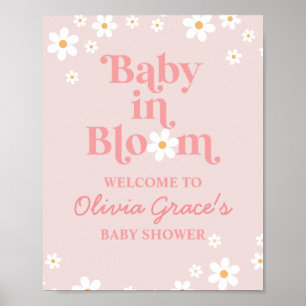 Poster Bébé en Fleur rose pâle Douche Bienvenue