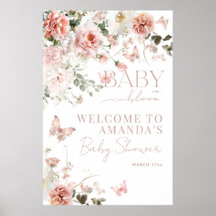 Poster Bébé en Fleur Roses roses roses Florales Fille Bab