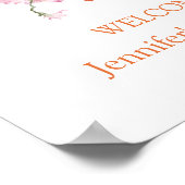 Poster bébé en fleurs baby shower botanique orange accuei (Coin)