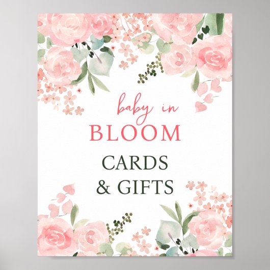 Poster Bébé en fleurs Baby shower floral Dons Party Signa (Devant)