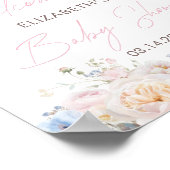 Poster Bébé en fleurs Baby shower rose floral Welcome Pos (Coin)