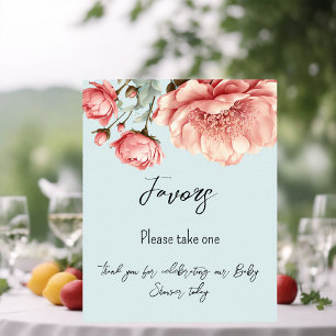 Poster Bébé en fleurs Rose rose Baby shower Faveurs