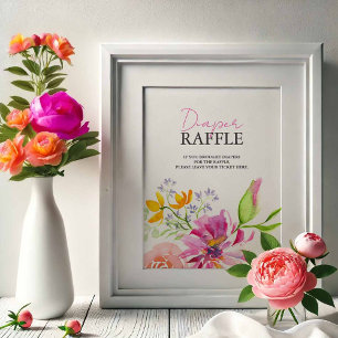 Poster Bébé en fleurs tirage au sort de couches pancarte