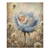 Poster Bébé endormi dans une fleur bleue (Devant)