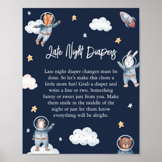 Poster Bébé Espace Animal de la Forêt 'Couche de Nuit' (Devant)