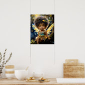 Poster Bébé féerique afro-américain magique dans un arbre (Cuisine)