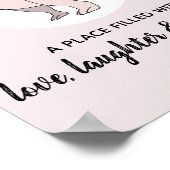 Poster Bébé Fille Doodle Dinosaure Rose T-Rex Nom Nurseri (Coin)