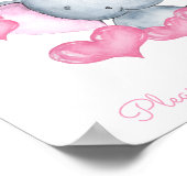 Poster Bébé Fille Eléphant Baby shower Favoriser Panneau  (Coin)
