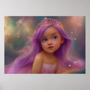 Poster Bébé fille mignonne ailes de papillon violet rose