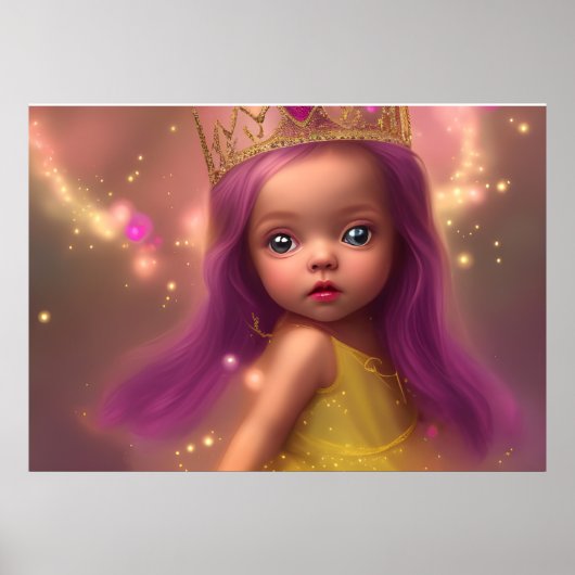 Poster Bébé fille mignonne ailes de papillon violet rose  (Devant)
