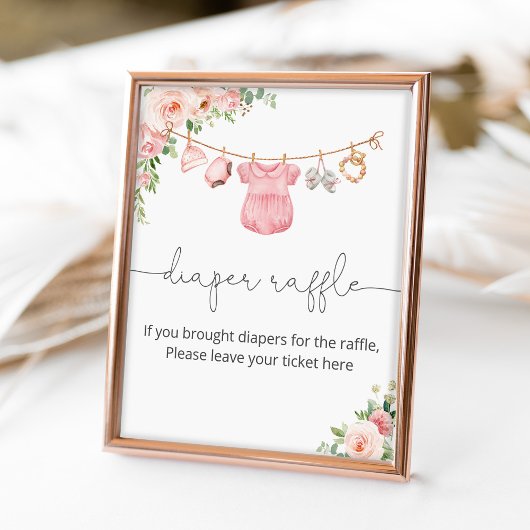 Poster Bébé fille vêtements diaper signe de tombola