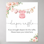 Poster Bébé fille vêtements diaper signe de tombola (Devant)