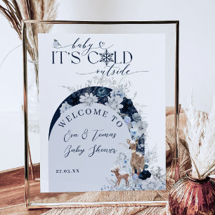 Poster Bébé froid en dehors du Baby shower de cerfs flora
