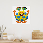 Poster Bébé garçon Shower Nursery Monstre Jaune Tacheté (Cuisine)