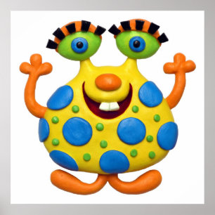 Poster Bébé garçon Shower Nursery Monstre Jaune Tacheté