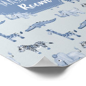 Poster Bébé Garçon's Blue Watercolor Safari Nursery Art (Coin)