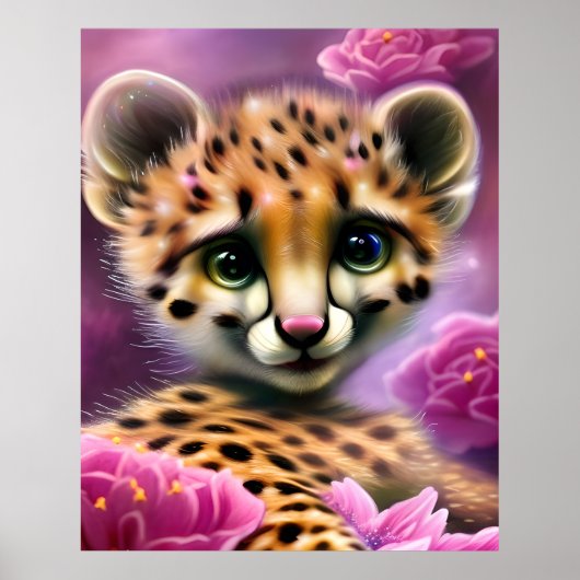 Poster Bébé Guépard aux Yeux Rêveurs (Devant)