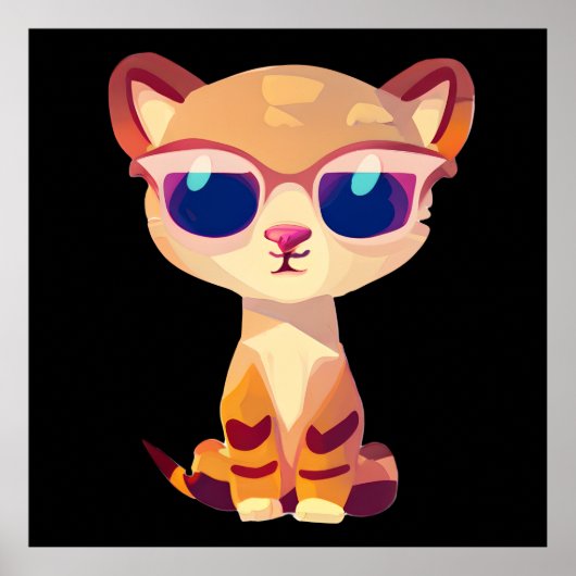 Poster Bébé guépard mignon avec des lunettes de soleil (Devant)
