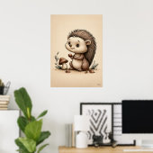 Poster Bébé hérisson mignon Nursery scandinave forêt (Bureau à domicile)