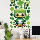 Poster Bébé Hibou Mignon St Patrick Dessin Animé (Bureau à domicile)