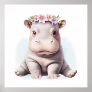 Poster Bébé Hippopotame Adorable