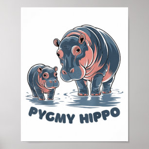 Poster Bébé Hippopotame Nain Mignon Moo Deng Zoo Drôle Po