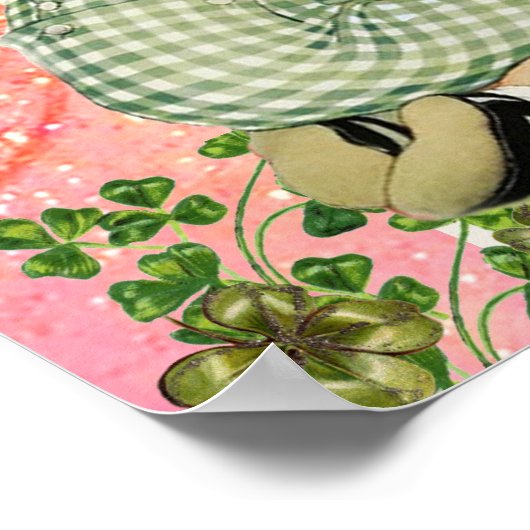 Poster BÉBÉ HUGING RABBIT St.Patrick's Day, Floral rose (Coin)