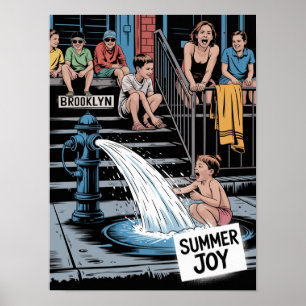 Poster Bébé Hydrant Joie d'Été de Brooklyn