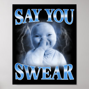 Poster Bébé IA Drôle Rire Dire Tu Jures Tenant Rire