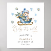 Poster Bébé Il fait froid dehors mignon Baby shower Ours (Devant)