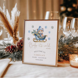 Poster Bébé Il fait froid dehors mignon Baby shower Ours