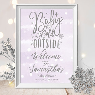 Poster Bébé, il fait froid dehors panneau de bienvenue po