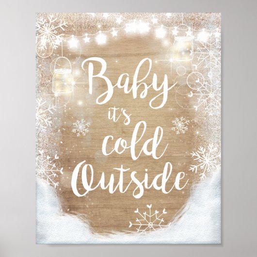 Poster Bébé il fait froid dehors Signe Décor d'hiver Rust (Devant)