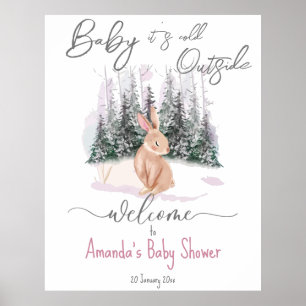 Poster Bébé Il fait froid Hors du baby shower de lapin d'