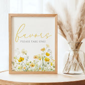 Poster Bébé Jaune En Fleur Fleur sauvage Douche Faveur Si
