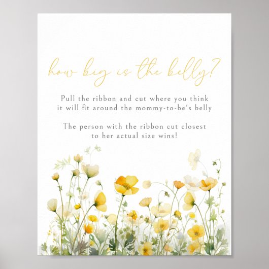 Poster Bébé Jaune En Fleur Fleur sauvage Taille du ventre (Devant)