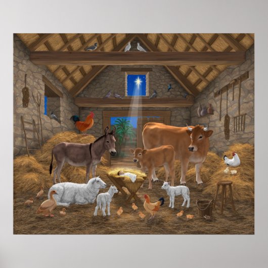 Poster Bébé Jésus Manger Nativité de Noël (Devant)