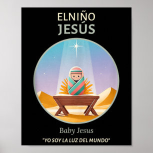Poster Bébé Jésus Nativité - Lumière Du Monde _ El Niño