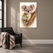 Bébé koala joey tenant une brindille