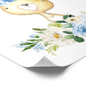 Poster Bébé lapin, Animaux en bois, Boho, Fleurs bleues (Coin)