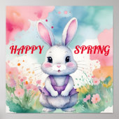 Poster Bébé lapin au printemps (Devant)
