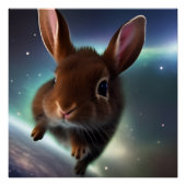 Poster Bébé Lapin Courir Dans L'Espace (Devant)