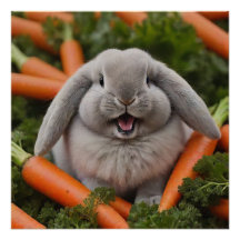 Bébé Lapin Lop Élevant Carottes
