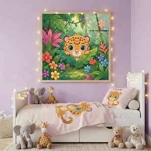 Poster Bébé léopard mignon animaux de safari pour enfants