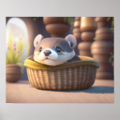 Poster Bébé loutre mignon dans un panier (Devant)