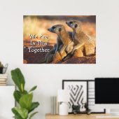 Poster Bébé Meerkats Cachés Sous Leurs Parents (Bureau à domicile)