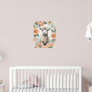 Poster Bébé mignon Animaux - Agneau blanc