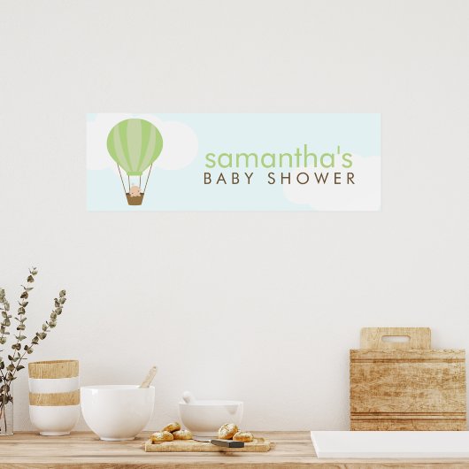 Poster Bébé mignon dans un ballon vert (Cuisine)